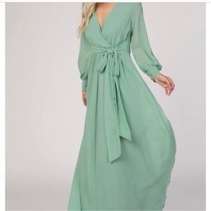 Ricarica Chiffon Maxi Dress Light Green 2x